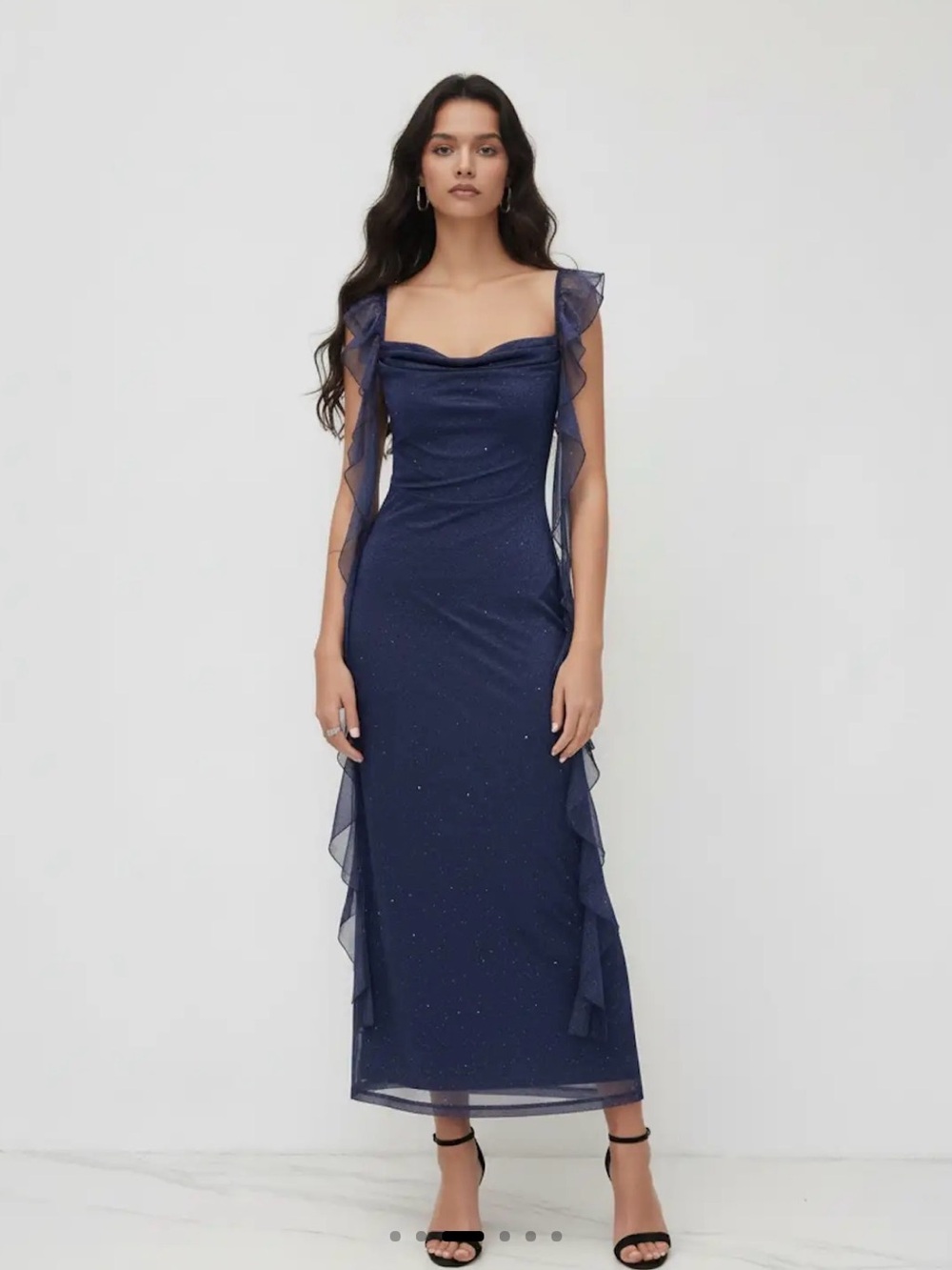 Cider semi formal Blue Navy maxi Dress with sparkles